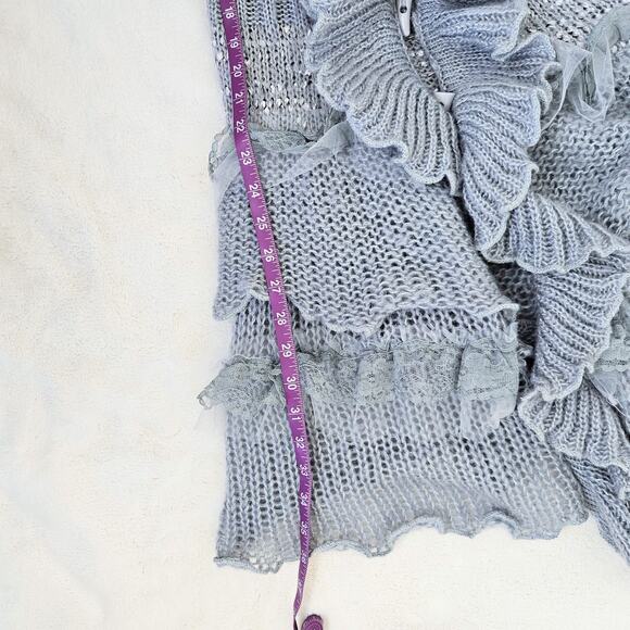 Y2K Whimsy Ruffle Lace Tulle Long Cardigan Witchy Fairy Boho Penny Lane Size S - Picture 11 of 12